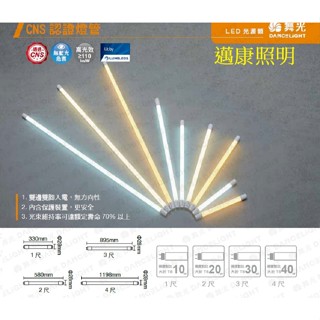 舞光 LED T8燈管 1尺5W 2呎10W 3尺15W 4尺20W 每瓦110流明 CNS認證