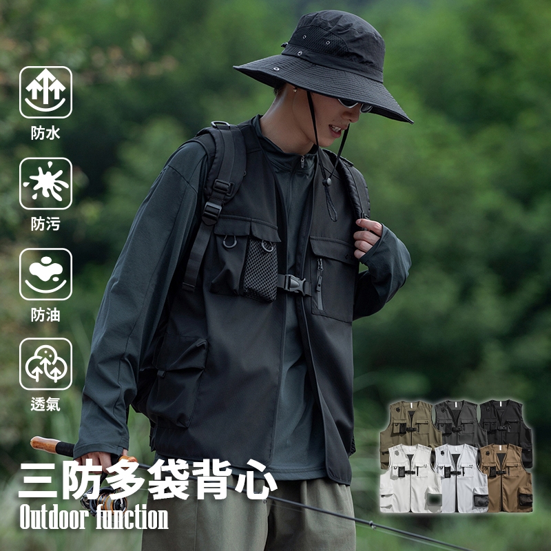 𝒀𝒁𝒈𝒆𝒏 山系 戶外 防潑水 機能衝鋒背心 釣魚背心 健行 露營 多口袋 OUTDOOR 男