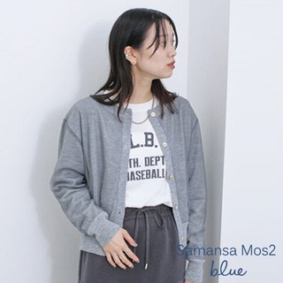Samansa Mos2 blue 低調分層薄紗針織開襟罩衫(0F000175210)
