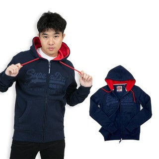 出清 剩L 深藍 刺繡logo 薄刷毛 棉外套 極度乾燥 連帽 棉質 外套 帽T外套 superdry #8341