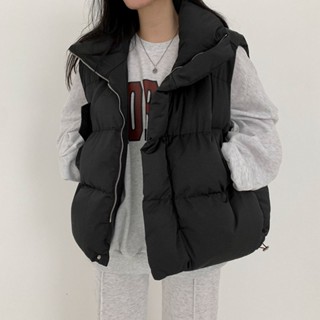 Y2 style▪️保暖神器高領加厚夾棉背心外套▪️Y2style歐美設計款寬鬆韓版個性大尺碼【S14102304】