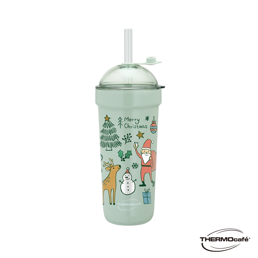 【THERMOcafe 凱菲】 聖誕麋鹿不鏽鋼真空吸管保溫杯900ml(TCBT-900CM-LG)