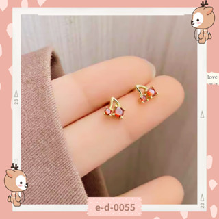 ◇美人珠寶盒◇臺灣現貨🚚 925銀針 櫻桃小口 橘紅 鑽石 耳環💎韓國