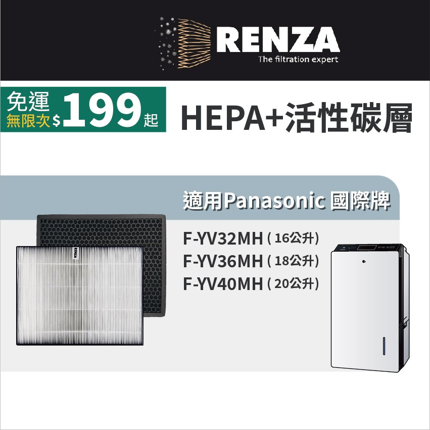 適用 Panasonic 國際牌 F-YV32MH F-YV36MH F-YV40MH 空氣清淨機 HEPA+活性碳濾網