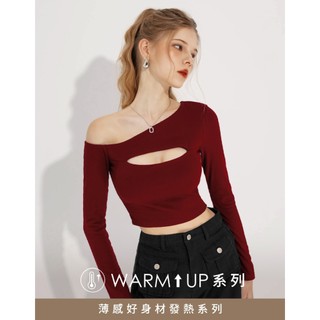 AIR SPACE WARM↑UP薄感爆乳輕絨鏤空發熱BRA TOP(黑/酒紅) 女裝 現貨