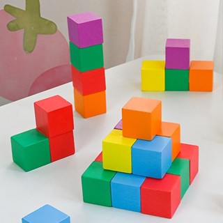 <小確幸的巢穴>木製立體正方形25粒 數學教具 正方體教學積木 早教 積木 創意搭建空間 思維益智力 數學教具玩具