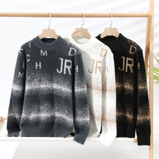 sweater men羊毛衣 加厚保暖線衫 長袖針織衫 套頭打底衫 寬鬆羊毛衫 印花撞色男生 慵懶毛線衣 針織/毛衣女