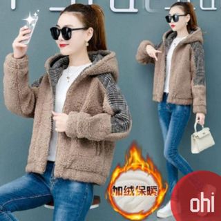 【ohi】連帽外套 刷毛加厚外套 仿羊羔毛絨 長袖外套 外套女 秋冬百搭外套 女生外套 女裝 GCS888