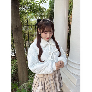 (現貨/預購)日本品牌 蝴蝶結毛絨短款羽絨外套 日本流行服飾 可愛 淑女 年輕女孩