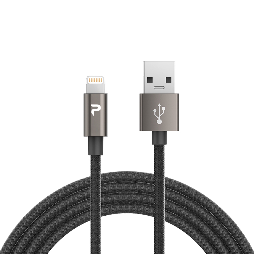 PERFEKT Apple蘋果認證 USB Lightning金屬編織充電傳輸線-120CM(太空灰)手機ipad