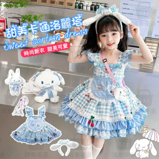 【臺灣發貨】新款女童cos美樂蒂夏季連身洋裝 幼兒洋氣卡通三麗鷗蘿莉塔melody無袖公主蓬蓬裙 ❤️寶寶衣服