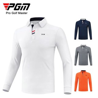 PGM高爾夫運動衣男裝長袖t恤秋冬季保暖運動上衣翻領Polo衫男士golf運動長袖上衣