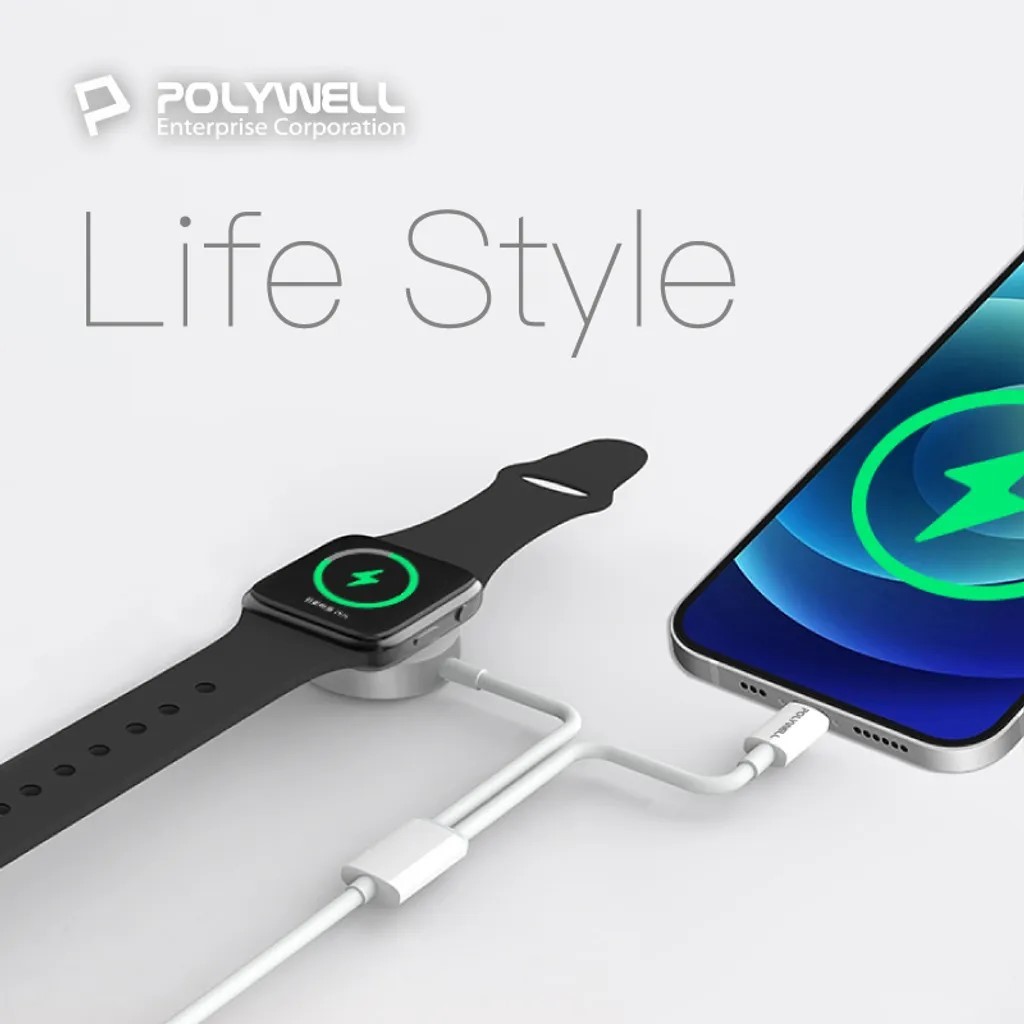 【POLYWELL】磁吸PD快充線 手錶手機 快充 二合一 適用Apple Watch iPhone【蘑菇生活家電】