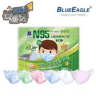 藍鷹牌 N95石墨烯 3D立體型6-10歲兒童醫用口罩 50片x1盒 NP-3DSMCH