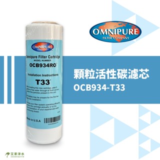 -艾家淨水-【附發票】OMNIPURE 安濾普 大T33 顆粒活性碳濾芯 OCB934RO 活性炭濾心 美國原裝進口