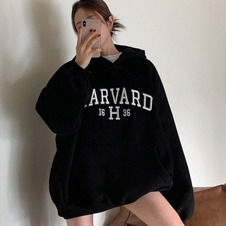 【衣衫倉庫】韓國 HARVARD刺繡帽T 厚磅 刺繡 寬鬆 落肩 字母 長袖 帽Ｔ 基本款