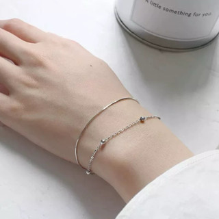 心飾Acc🇰🇷快速出貨「現貨 S925銀 雙層圓珠蛇骨鍊條手鍊 銀手鍊 Simple Classic