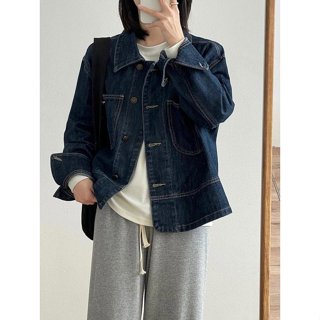 Jomi日 冬季韓版時髦復古深藍水洗牛仔寬鬆外套*預購+現貨【NO02-LN1042】