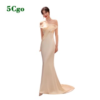 5Cgo.【鴿樓】魚尾緞面輕婚紗性感抹胸拖尾旅拍紗氣質顯瘦新娘結婚訂婚禮服拉鏈款t695094861392