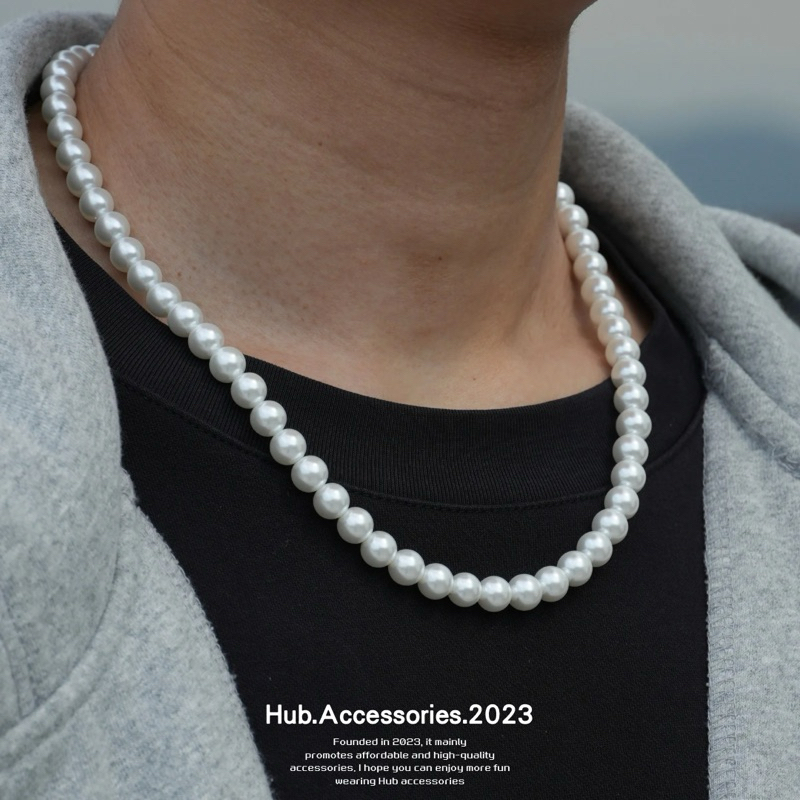 【Hub】現貨在台❗️珍珠項鍊/質感/滿版/高光澤/純白玻璃珍珠/A$AP ROCKY同款/男女可戴/男生項鍊/飾品