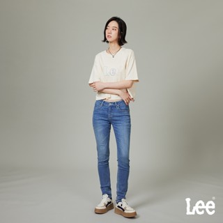 Lee 418 彈性中腰修身窄管牛仔褲 中藍洗水 LB417114869