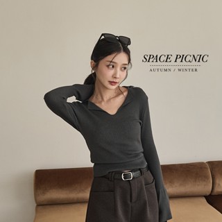 Space Picnic｜大V領細坑條上衣-3色【C24112041】