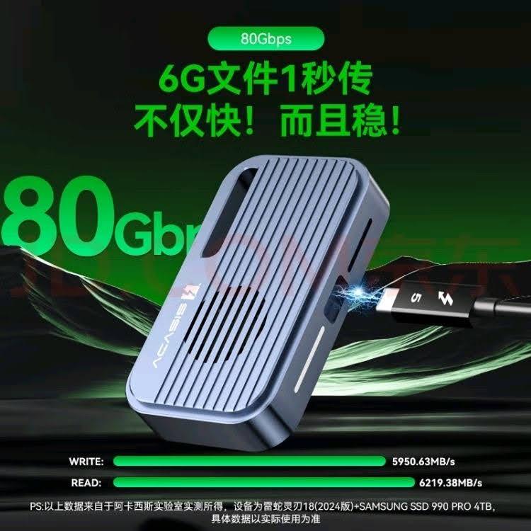 ACASIS阿卡西斯TBU405相容雷電4 M.2NVMe固態硬碟外接盒40Gbps USB4 mac mini m4