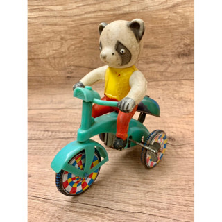 早期 鐵皮三輪車 發條玩具 三輪車熊貓 老鐵皮玩具