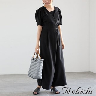 Te chichi V領後鬆緊設計連身長褲(FC43L0H0280)
