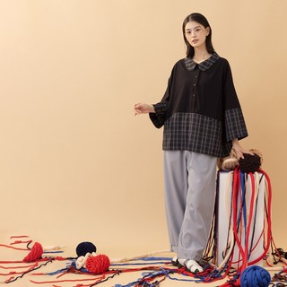 【MOSS CLUB】褲口調節釦垂墜感寬鬆長褲 咖 灰