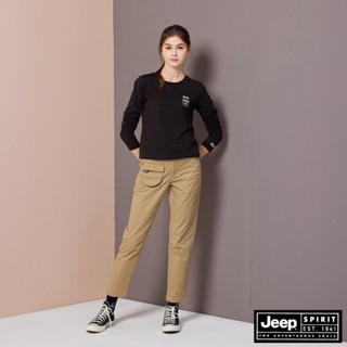 JEEP 女裝 立體口袋百搭長褲-卡其色