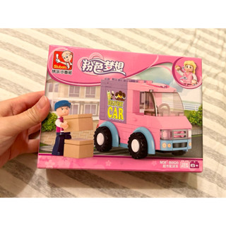 全新 快樂小魯班 粉紅夢想系列 超市配送車 貨運車 兒童積木 寶寶積木 樂高 積木