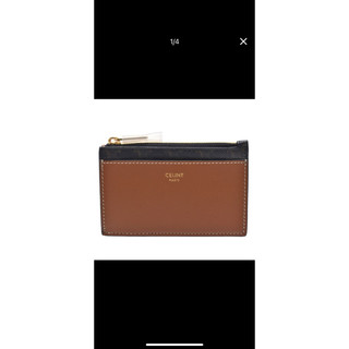 CELINE 賽琳 經典品牌字母LOGOTRIOMPHE帆布/羊皮卡夾/零錢包(黃褐色)
