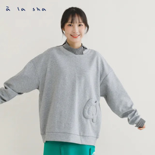 a la sha 【全新、灰S】 Q咪連連看長袖上衣