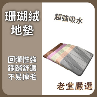 地毯 珊瑚絨地墊 加厚吸水 腳踏墊 地毯 止滑地墊 廁所浴室廚房地墊 減壓回彈 柔軟舒適 衛生間地墊廚房門口