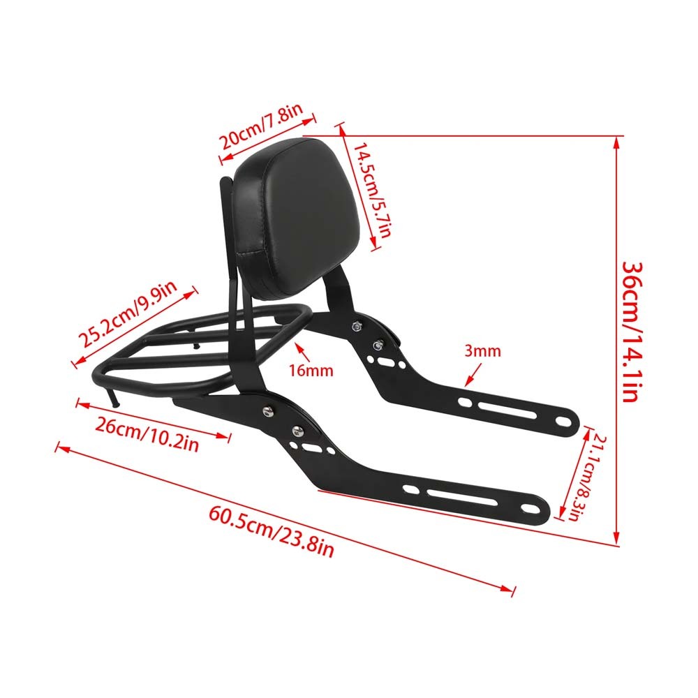 CL500黑色尾翼 適用於 Honda CL500改裝扶手型後貨架 CL500  CL500貨架 CL500