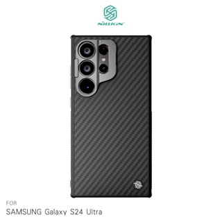 NILLKIN SAMSUNG 三星 S24 Ultra S24U 纖極碳纖維紋保護殼(精孔版) 鏡頭支架 可站立