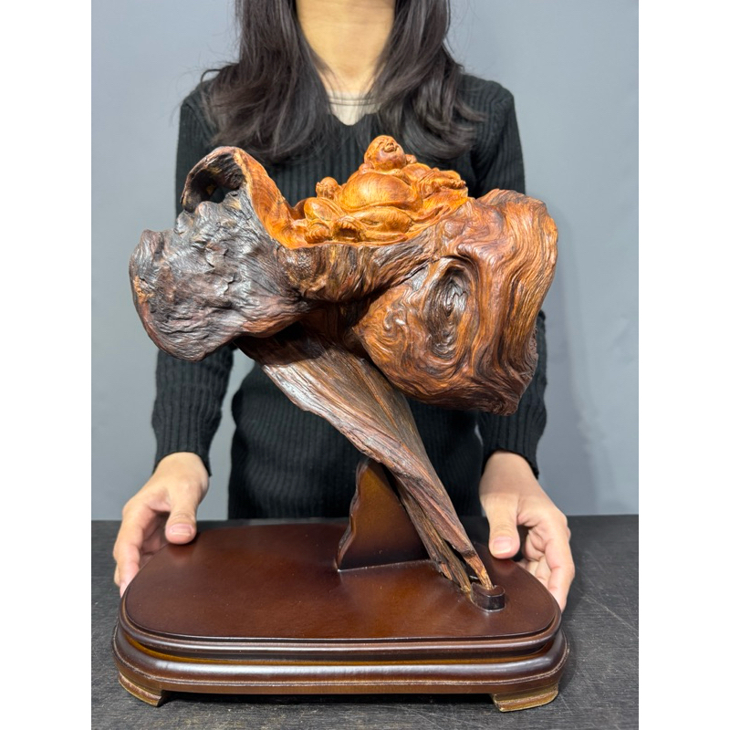 天然沈香木彫】 木の雕刻品 沈香木 桃源郷 山嶺 風景 風水 珍品