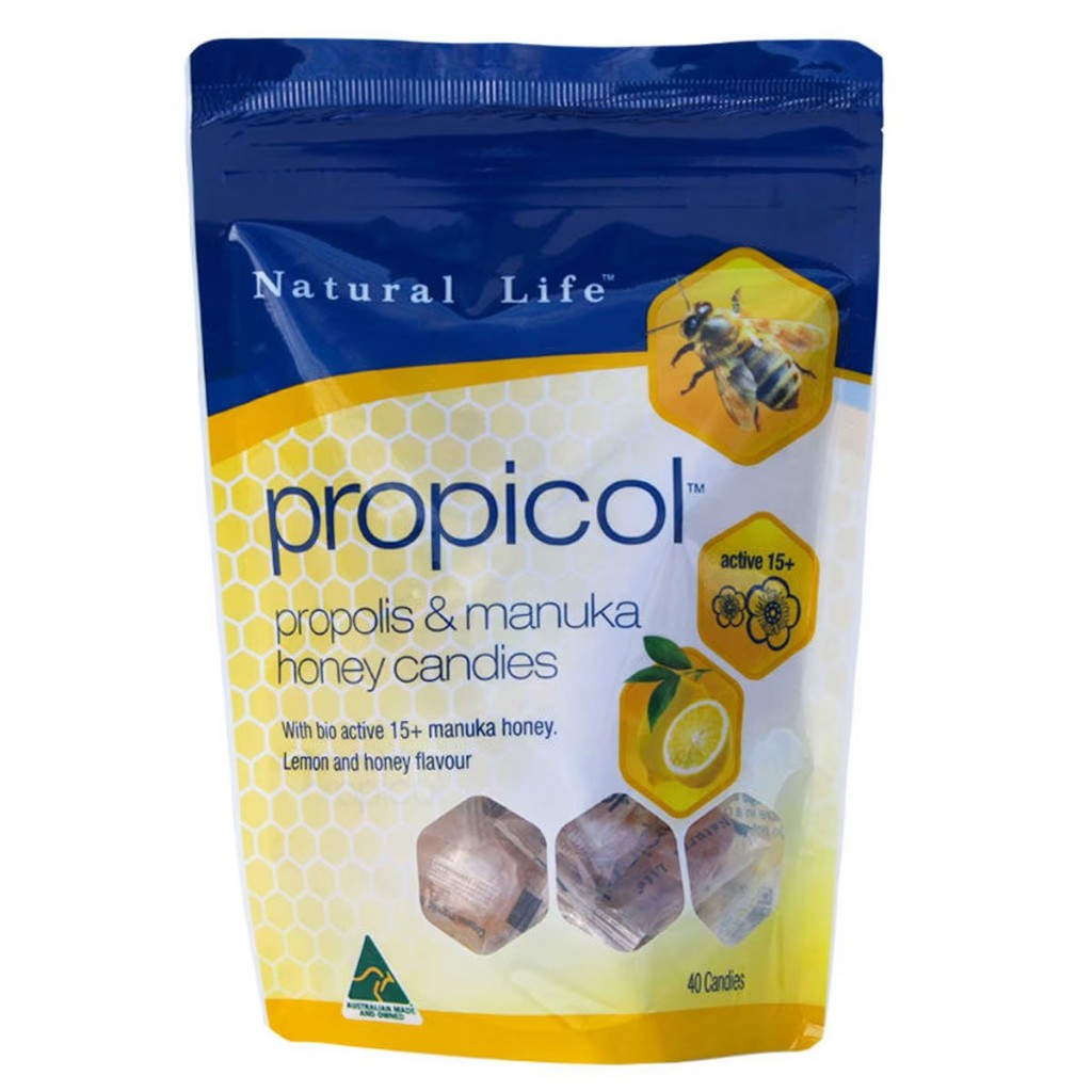 Natural Life 活性麥盧卡蜂蜜蜂膠潤喉糖 40粒入