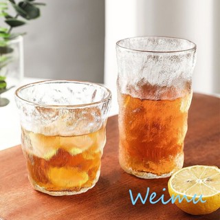 Weimu❀【臺灣現貨】ins復古日系磨砂冰川水紋玻璃杯咖啡杯餐廳早餐牛奶杯chic 威士忌杯酒杯