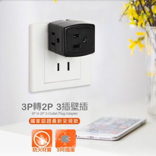 群加 PowerSync 3P轉2P 3插壁插節能轉接壁插TC130 電源轉換頭 三向插座
