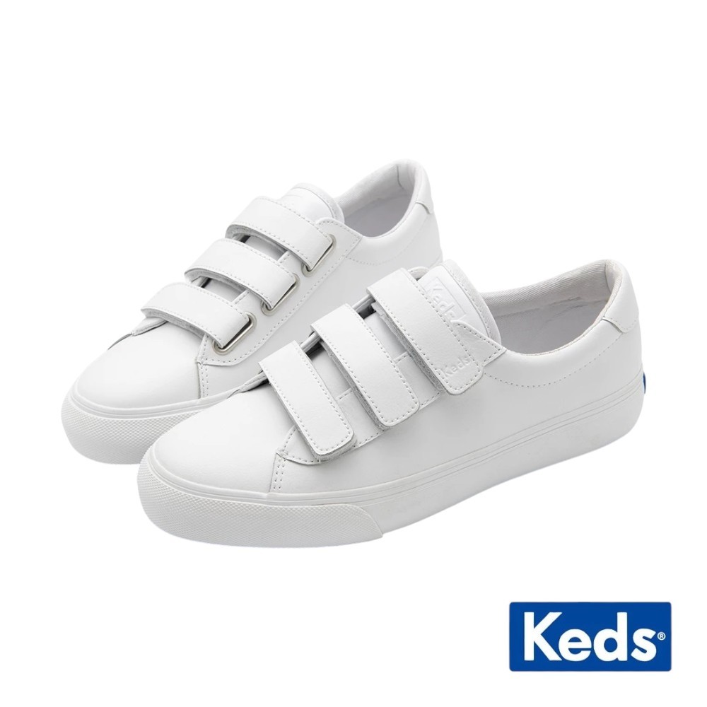 Keds JUMP KICK V 時尚皮革魔鬼氈厚底休閒小白鞋 9243W123019