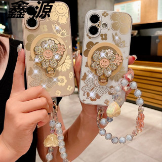 ins高階 閃鑽 鑽石花朵支架 磁吸 Phone 防摔手機殼 適用iPhone16 15 12 13 14 ProMax
