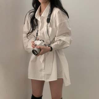 【ʟɪᴏɴɴ現貨】隔日到貨 韓系黑色白色長袖襯衫 襯衫裙 女裝 秋天女裝 春秋女裝 春天女裝 女生襯衫 女裝 韓國女裝