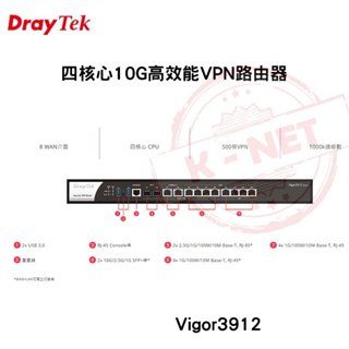 Vigor3912S 四核心 10G 高效能負載平衡VPN專業路由器 防火牆 Router 居易科技 DrayTek