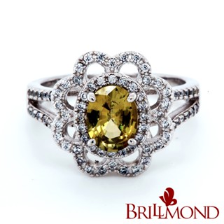 【BRILLMOND】天然金綠寶石 1克拉 豪華光彩戒(1克拉主石 925銀臺)