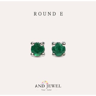 [安珠] 祖母綠 綠色 圓形 3.5mm 耳環 經典系列 Round E 寶石銀飾 AND JEWEL