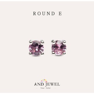 [安珠] 尖晶石 粉色 圓形 4mm 耳環 經典系列 Round E 寶石銀飾 AND JEWEL