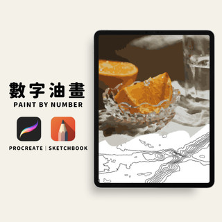 🍊24色橘子數字油畫｜數字油畫電子版｜零基礎可完成｜Procreate｜Sketchbook｜PNG格式