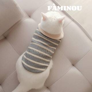 FÀMINOU．🇰🇷Rönd法式針織條紋寵物上衣 韓國代購 寵物上衣 貓咪衣服 寵物衣服 狗狗衣服